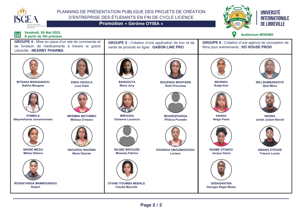 UIL-ISGEA : Liste des groupes de projet